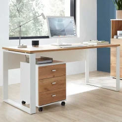 Wohnen Scandi Schreibtisch Kombi in Weiß - Ziharo (zweiteilig)