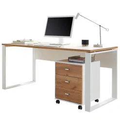 Wohnen Scandi Schreibtisch Kombi in Weiß - Ziharo (zweiteilig)