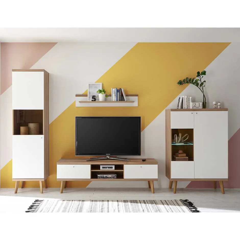 Wohnen Scandi Wohnwand Möbel als Set - Cablos (vierteilig)