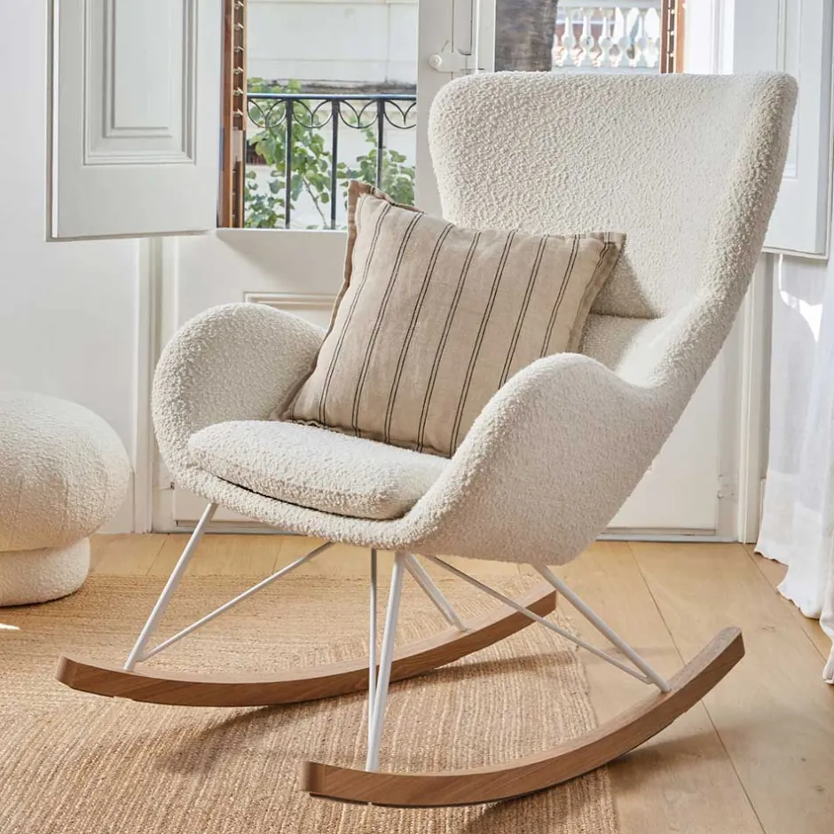 Wohnen Schaukelsessel in Weiß Lammfell Optik - Lysandro