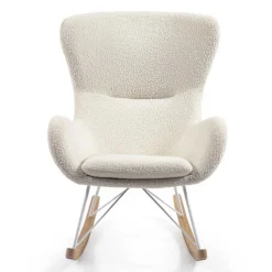 Wohnen Schaukelsessel in Weiß Lammfell Optik - Lysandro