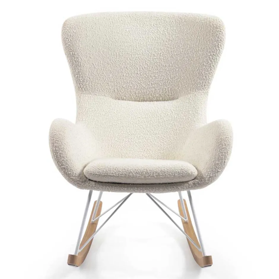 Wohnen Schaukelsessel in Weiß Lammfell Optik - Lysandro