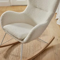 Wohnen Schaukelsessel in Weiß Lammfell Optik - Lysandro