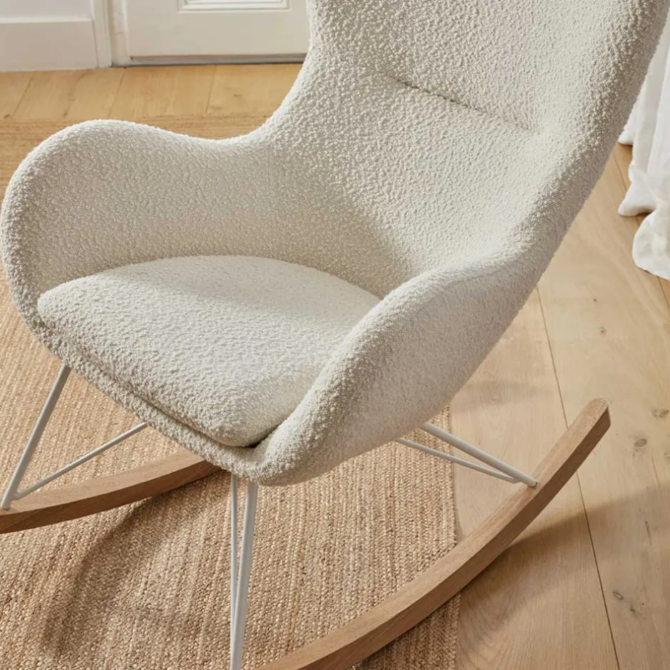 Wohnen Schaukelsessel in Weiß Lammfell Optik - Lysandro