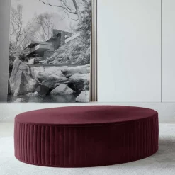 Scheibenförmiger Hocker in Bordeaux Rot - Capa^Wohnen Clearance