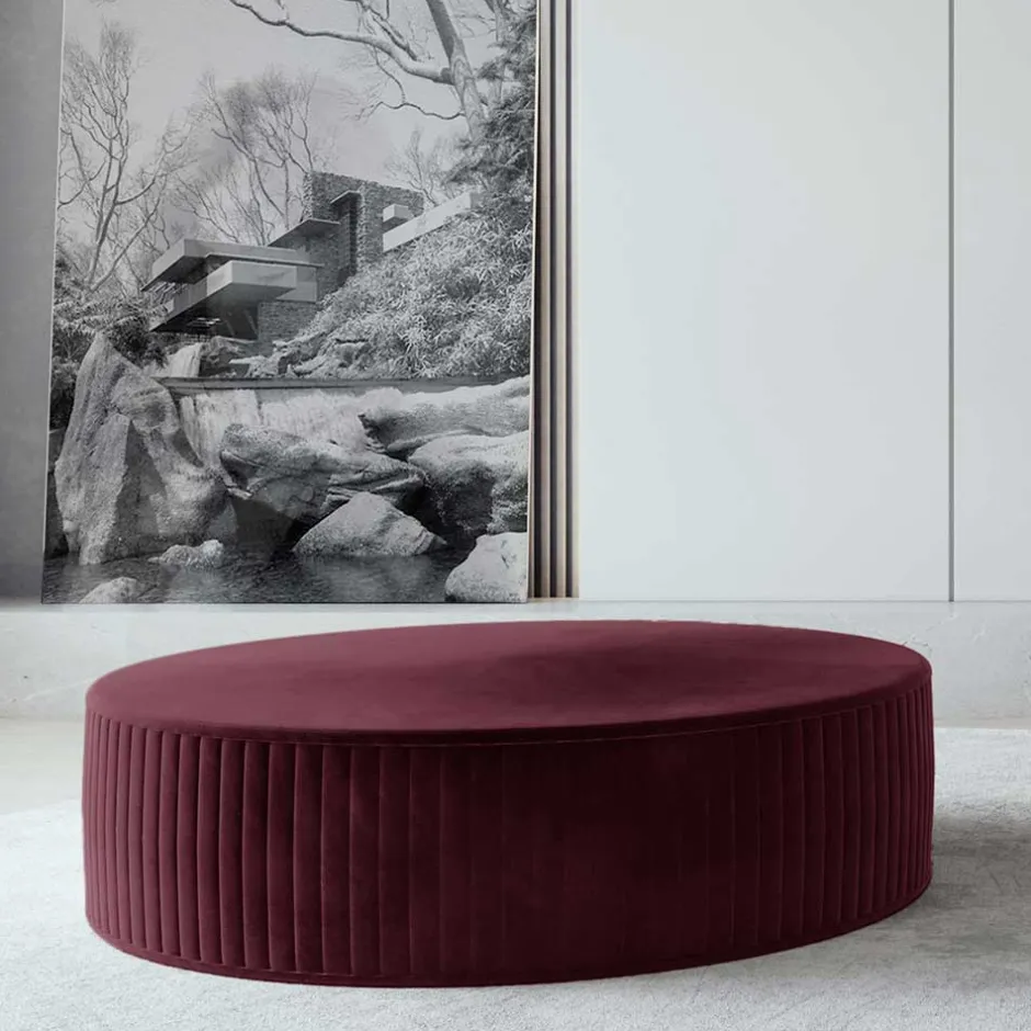 Scheibenförmiger Hocker in Bordeaux Rot - Capa^Wohnen Clearance