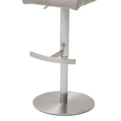 Wohnen Schicker Barstuhl mit Höhenverstellung in Hellgrau Stoff Anglesio & Edelstahl