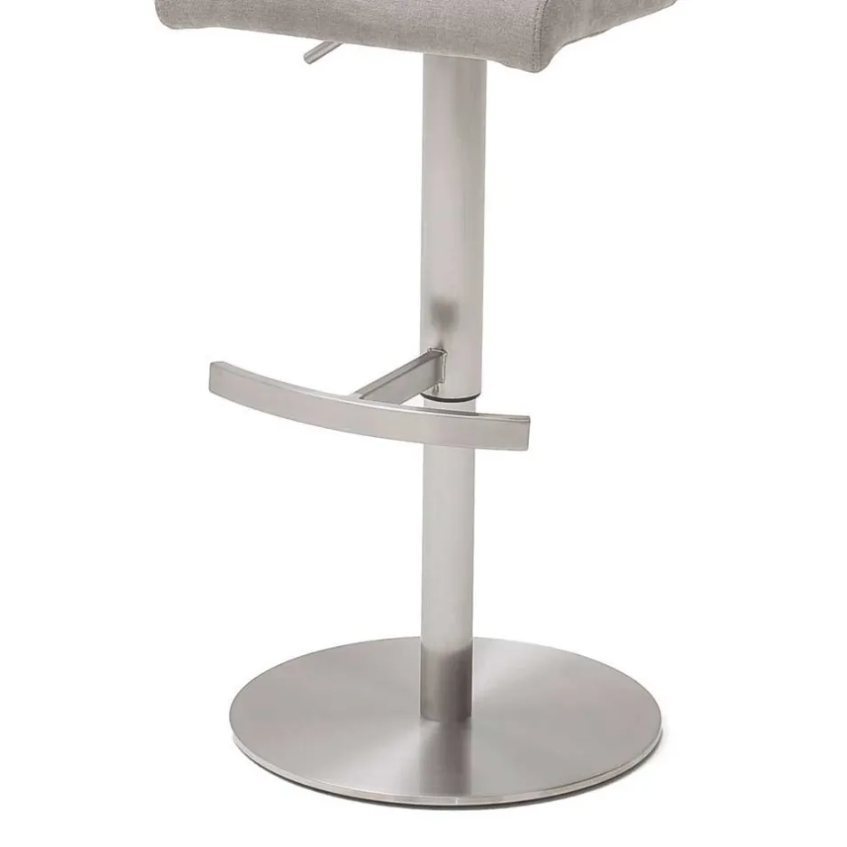 Wohnen Schicker Barstuhl mit Höhenverstellung in Hellgrau Stoff Anglesio & Edelstahl