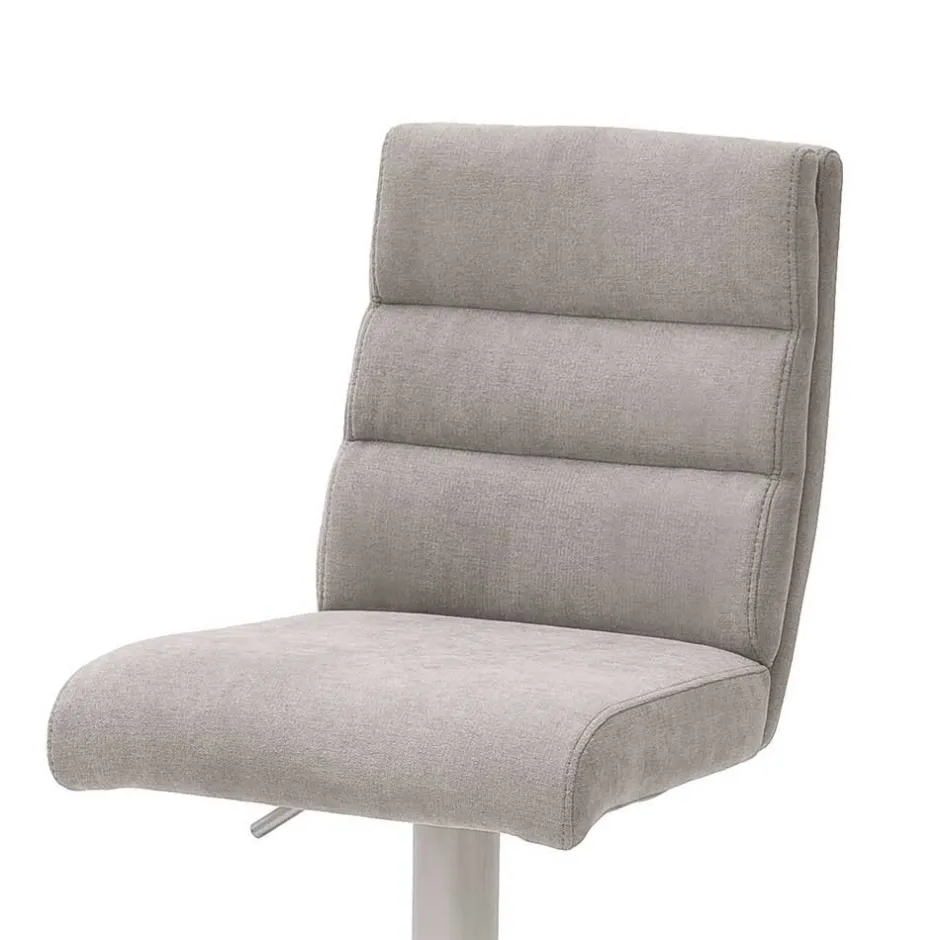Wohnen Schicker Barstuhl mit Höhenverstellung in Hellgrau Stoff Anglesio & Edelstahl