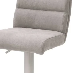 Wohnen Schicker Barstuhl mit Höhenverstellung in Hellgrau Stoff Anglesio & Edelstahl