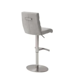 Wohnen Schicker Barstuhl mit Höhenverstellung in Hellgrau Stoff Anglesio & Edelstahl