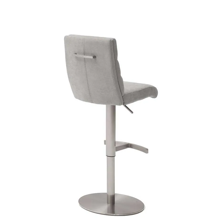 Wohnen Schicker Barstuhl mit Höhenverstellung in Hellgrau Stoff Anglesio & Edelstahl