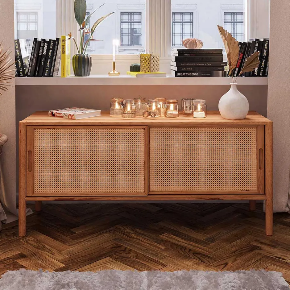 Wohnen Schiebetüren Lowboard aus Wildbuche - Indrya