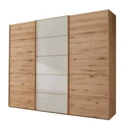Wohnen Schiebetüren-Kleiderschrank in Beige Glas - Nikoba