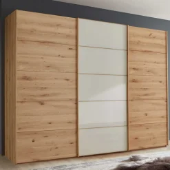 Wohnen Schiebetüren-Kleiderschrank in Beige Glas - Nikoba