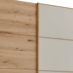 Wohnen Schiebetüren-Kleiderschrank in Beige Glas - Nikoba