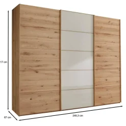 Wohnen Schiebetüren-Kleiderschrank in Beige Glas - Nikoba