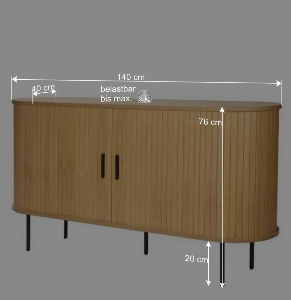 Wohnen Schiebetüren-Sideboard in ovalem Design - Barnetta