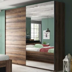 Schiebetürschrank in Eiche Dunkel Holzoptik - Ceusenia^Wohnen Outlet