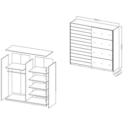 Schiebetürschrank in Eiche Dunkel Holzoptik - Ceusenia^Wohnen Outlet