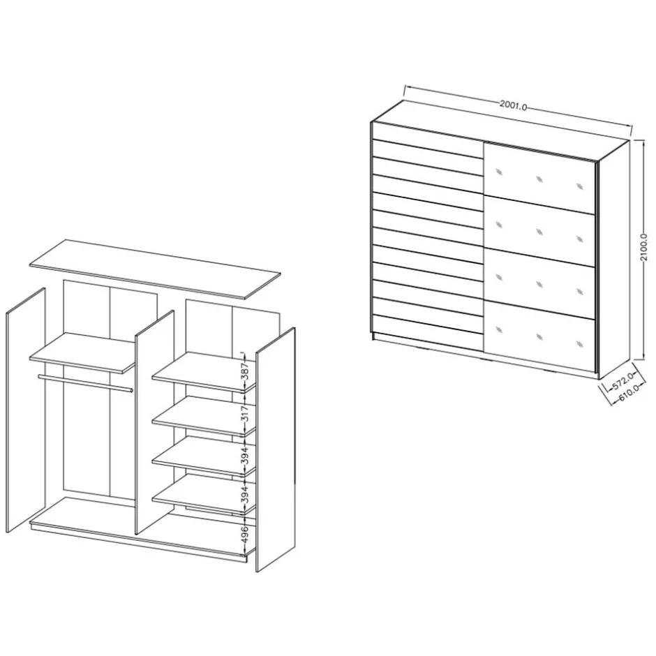 Schiebetürschrank in Eiche Dunkel Holzoptik - Ceusenia^Wohnen Outlet