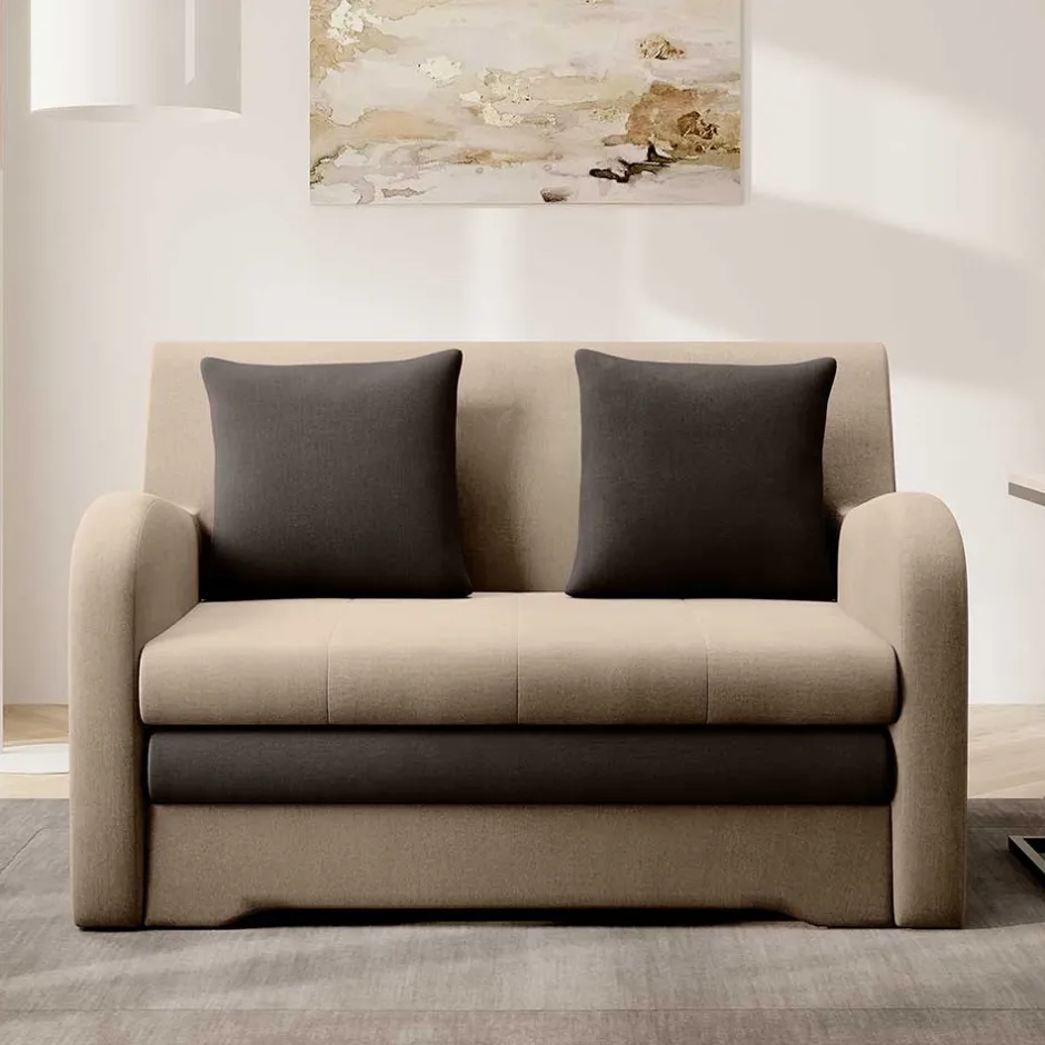 Schlafcouch in Beige und Dunkelbraun - Calming^Wohnen