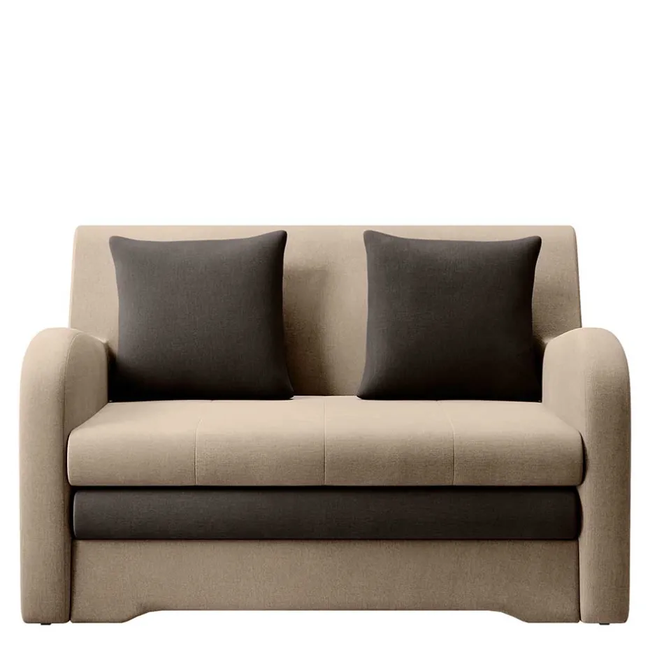 Schlafcouch in Beige und Dunkelbraun - Calming^Wohnen