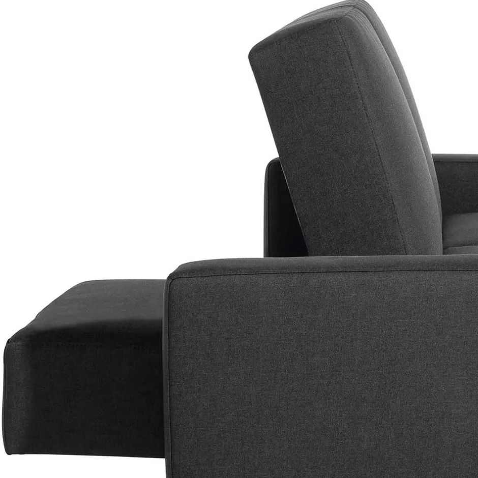 Schlaf-Ecksofa & Hocker in Dunkelgrau - Speccia (zweiteilig)^Wohnen Discount