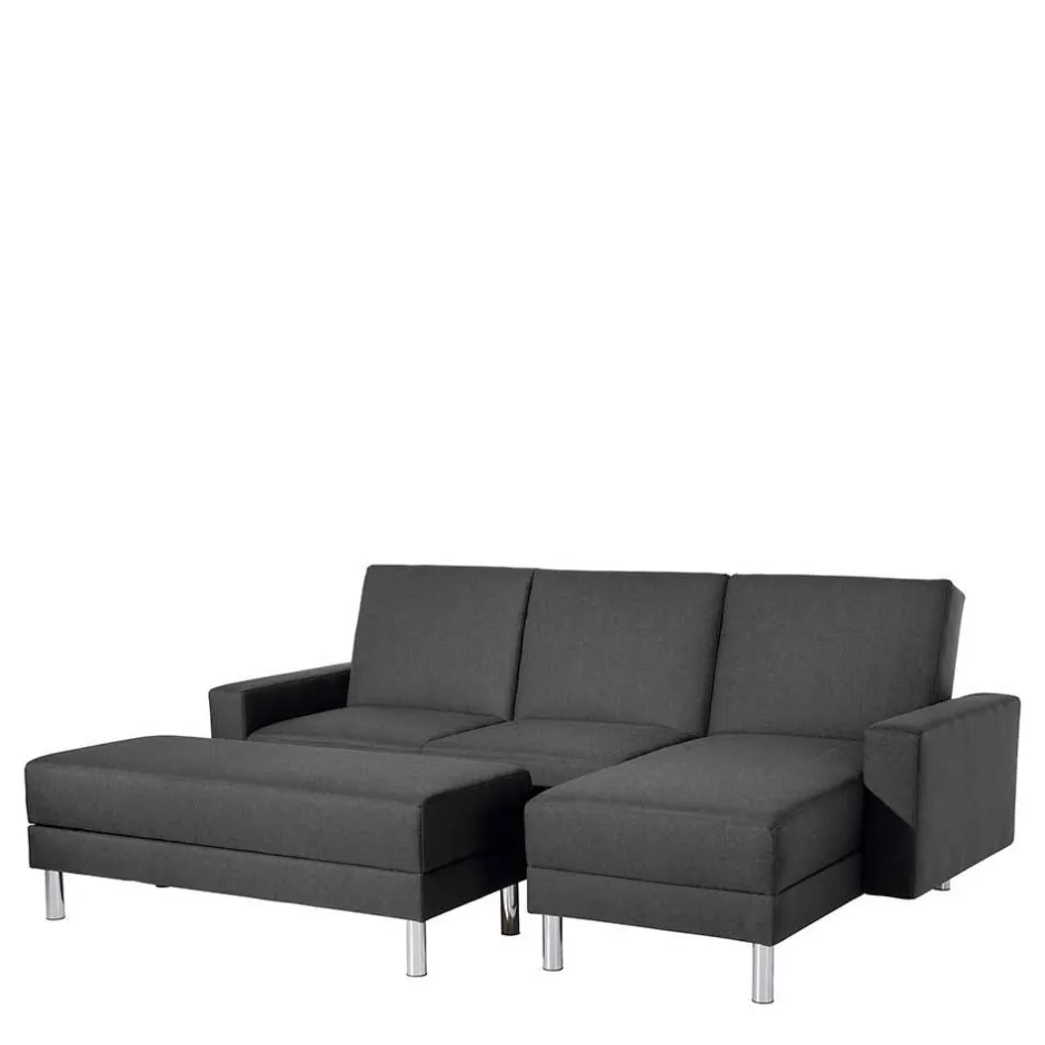 Schlaf-Ecksofa & Hocker in Dunkelgrau - Speccia (zweiteilig)^Wohnen Discount