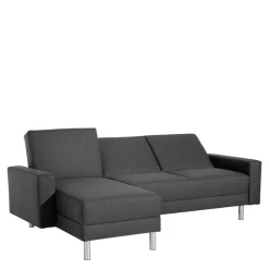Schlaf-Ecksofa & Hocker in Dunkelgrau - Speccia (zweiteilig)^Wohnen Discount