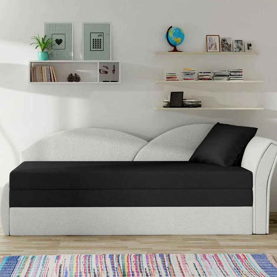 Wohnen Schlaffunktion Recamiere in Offwhite und Schwarz - Asbrov