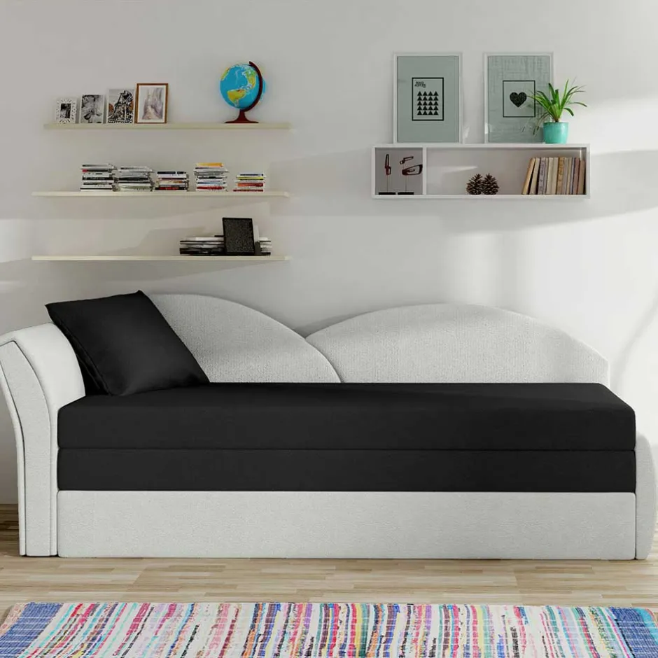 Wohnen Schlaffunktion Recamiere in Offwhite und Schwarz - Asbrov