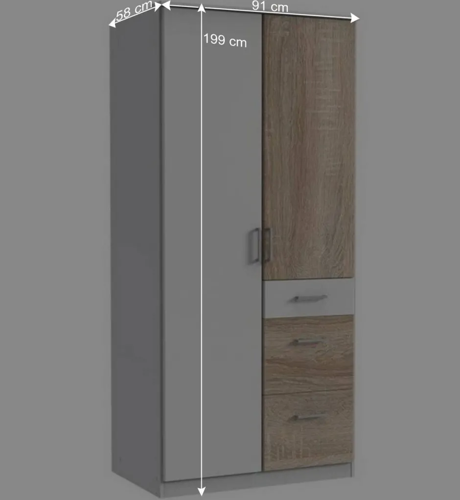 Schlafraum Kleiderschrank mit drei Schubladen - Magdelan^Wohnen Sale