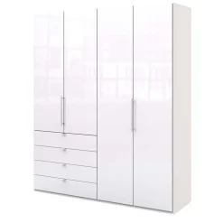 Schlafraum Kleiderschrank in Weiß Glas Front - Dolienca^Wohnen Discount