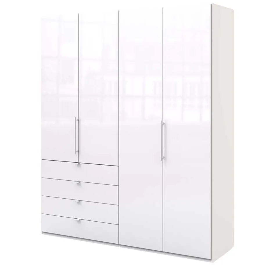 Schlafraum Kleiderschrank in Weiß Glas Front - Dolienca^Wohnen Discount