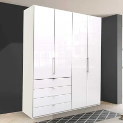 Schlafraum Kleiderschrank in Weiß Glas Front - Dolienca^Wohnen Discount