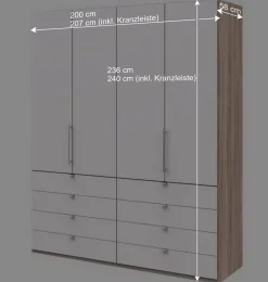 Wohnen Schlafraum Kleiderschrank mit 8 Schubladen und 2 Falttüren - Vaclyn