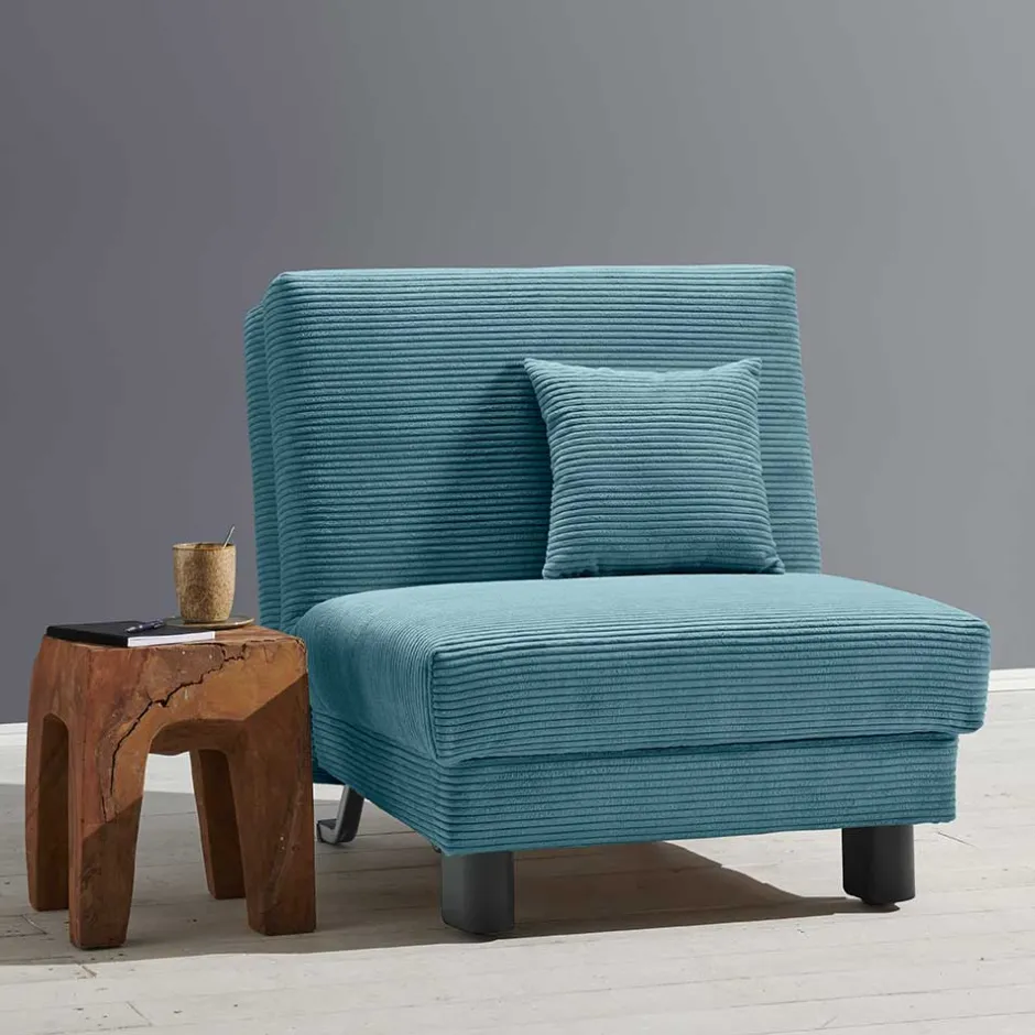 Wohnen Schlafsessel in Petrol aus Cord - Geraldo