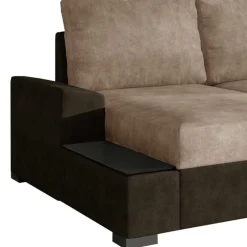 Schlafsofa Ecke in Beige und Dunkelbraun - Subra^Wohnen