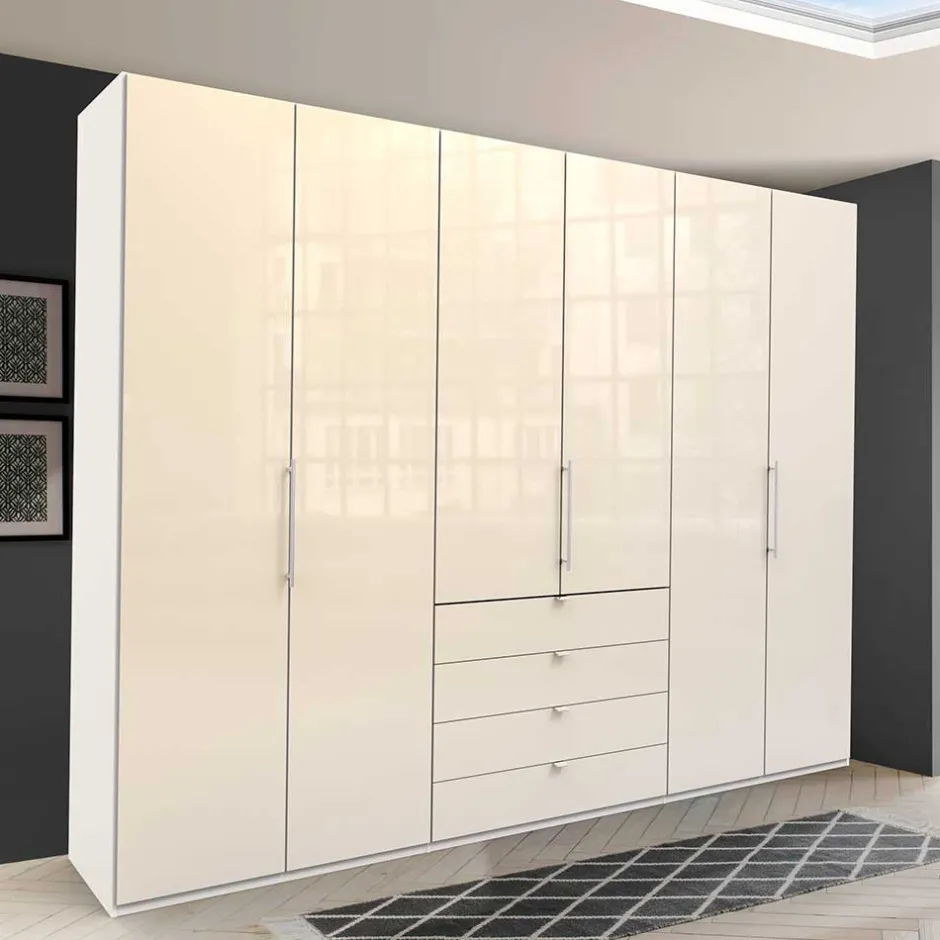Schlafzimmer Falttürenschrank in Creme Weiß - Zidarie^Wohnen Clearance