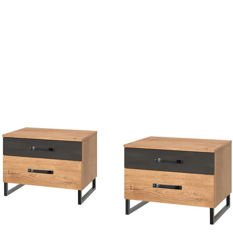 Schlafzimmer in Plankeneiche & Schwarzgrau - Bram (vierteilig)^Wohnen Best