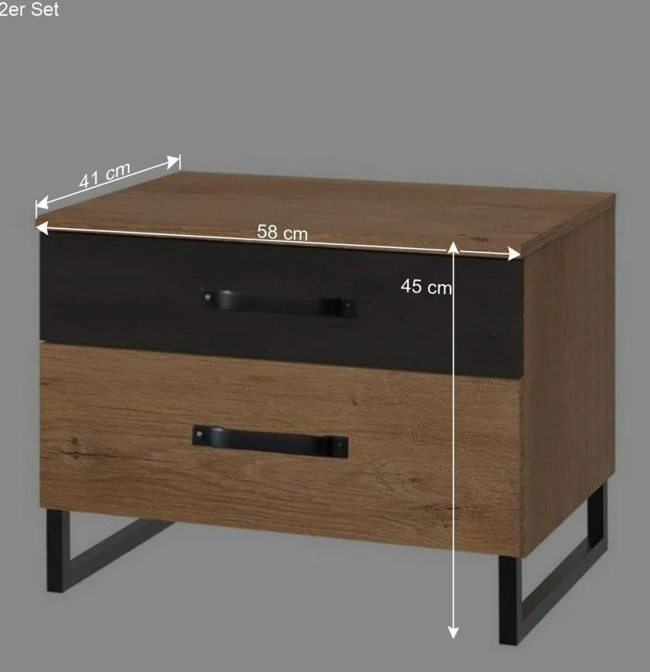 Schlafzimmer in Plankeneiche & Schwarzgrau - Bram (vierteilig)^Wohnen Best