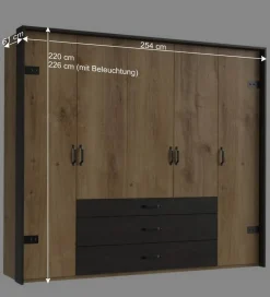 Schlafzimmer in Plankeneiche & Schwarzgrau - Bram (vierteilig)^Wohnen Best