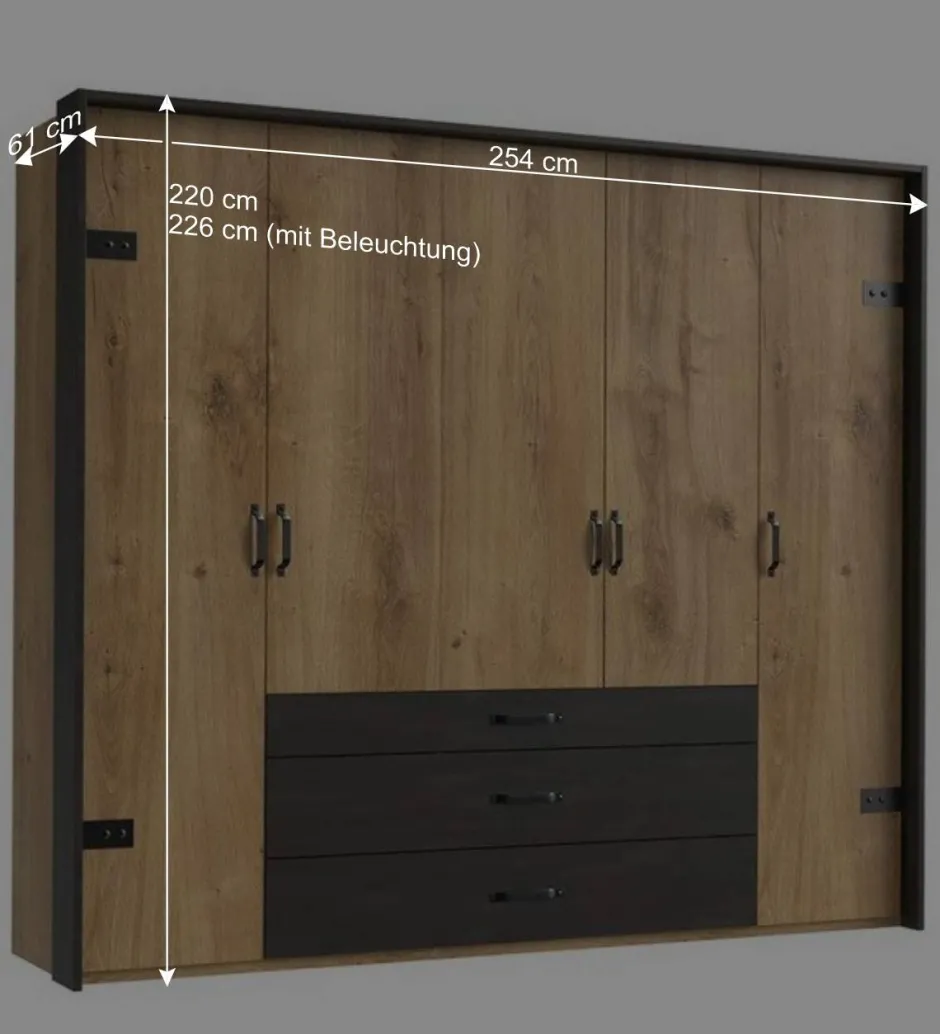 Schlafzimmer in Plankeneiche & Schwarzgrau - Bram (vierteilig)^Wohnen Best