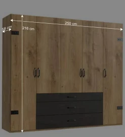 Schlafzimmer in Plankeneiche & Schwarzgrau - Bram (vierteilig)^Wohnen Best