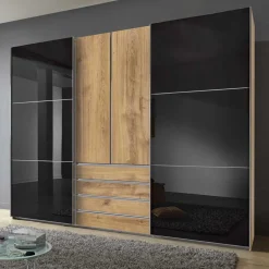 Wohnen Schlafzimmer Kleiderschrank in Dunkelgrau Glas - Hectos