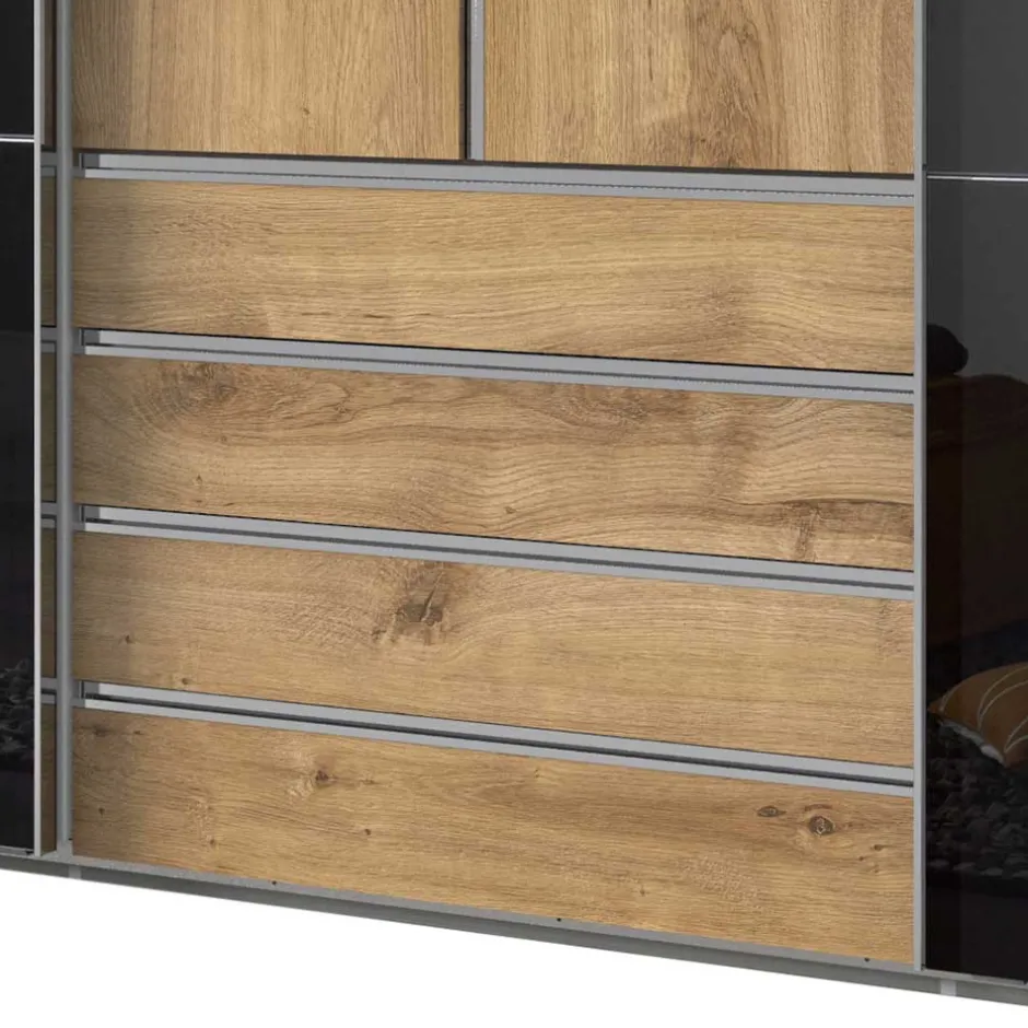 Wohnen Schlafzimmer Kleiderschrank in Dunkelgrau Glas - Hectos