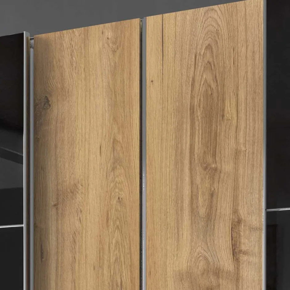 Wohnen Schlafzimmer Kleiderschrank in Dunkelgrau Glas - Hectos