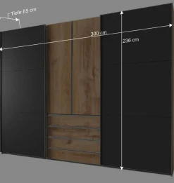 Wohnen Schlafzimmer Kleiderschrank in Dunkelgrau Glas - Hectos