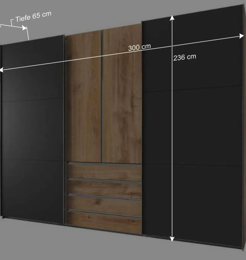 Wohnen Schlafzimmer Kleiderschrank in Dunkelgrau Glas - Hectos